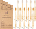 Bamboo Toothbrushes for Adults, BPA-Free Soft Tapered Bristles, Eco-Friendly Natural Organic Wooden Toothbrush, 10-Count Toothbrushes Travel Set