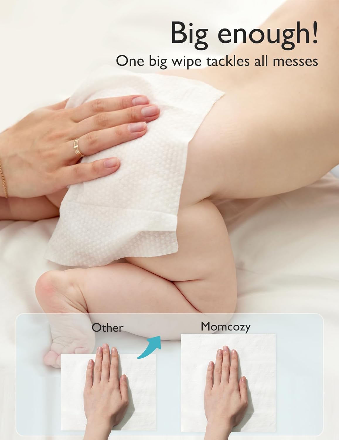 Momcozy Baby Wipes-Extra Large Size Design, 99% Water Based, Unscented & Hypoallergenic, Cleansing & Moisturizing Baby Wipes for Sensitive Skin, 8 Flip-Top Packs (480 Wipes Total)