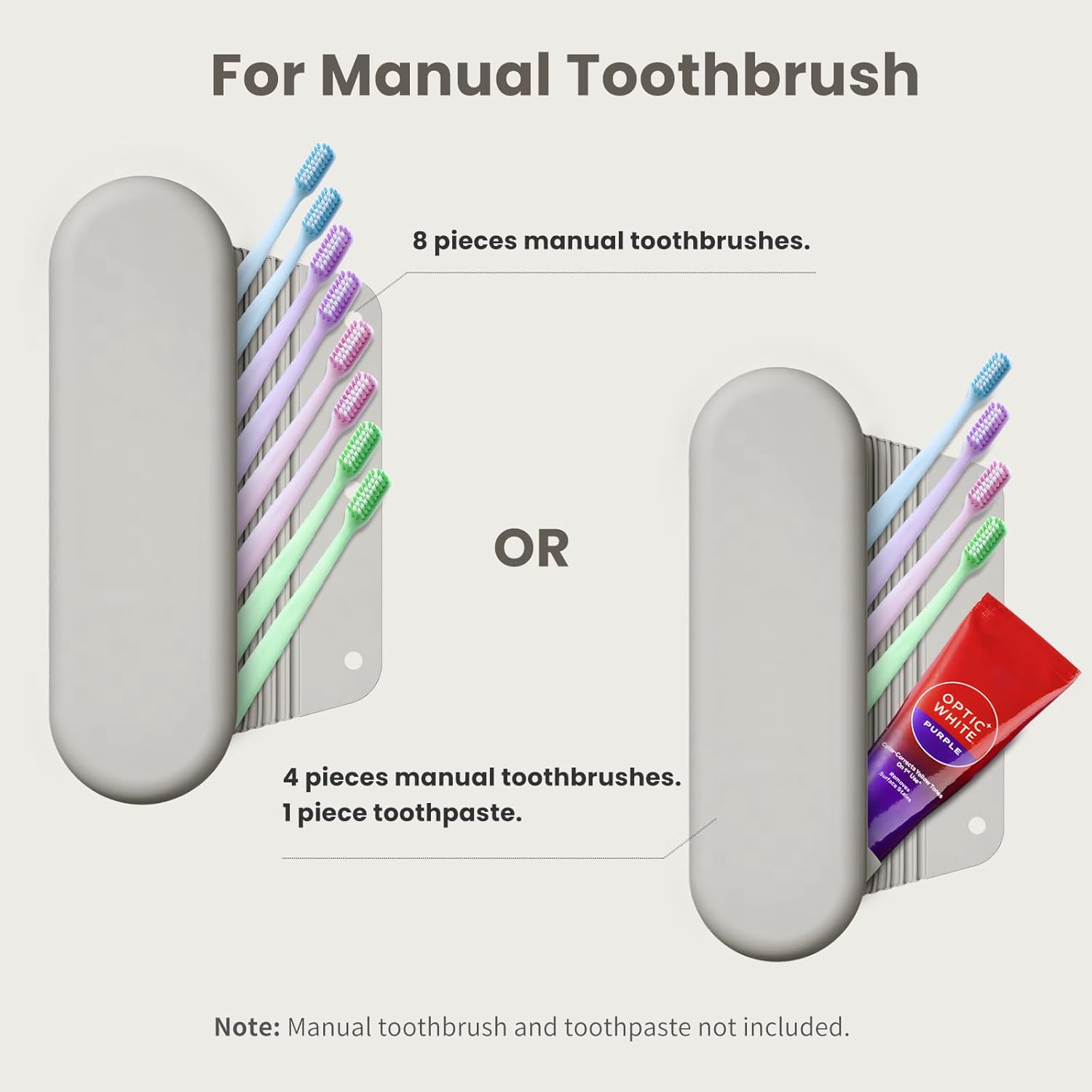 Silicone Electric Toothbrush Travel Cover, Toothbrush Travel Containers Bag Case for Men and Women,Keeps Toothbrush Fresh and Clean, Fits Most Manual and Electric Toothbrushes - Stone