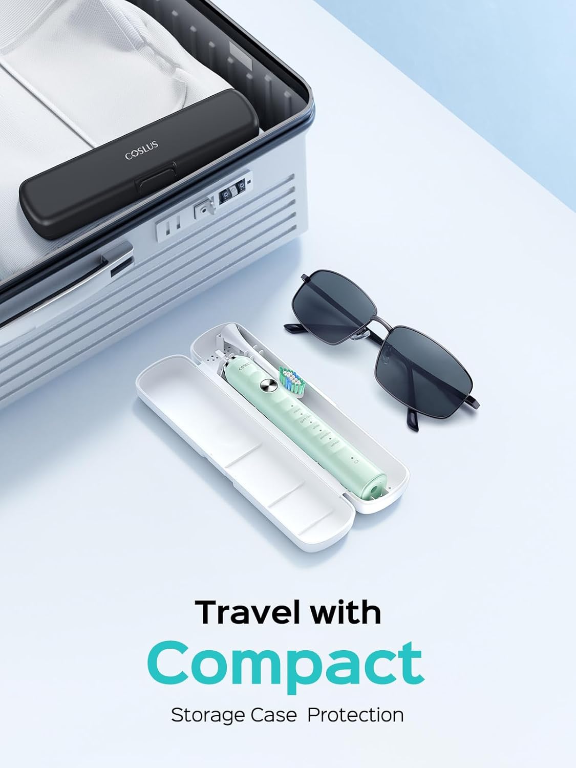 COSLUS Sonic Electric Toothbrush for Kids & Adults: 47000 VPM for Deep Cleaning & Whitening with Travel Case - 5 Modes for Sensitive Teeth & Braces, Wireless Charging, 6 Brush Heads for Home Family