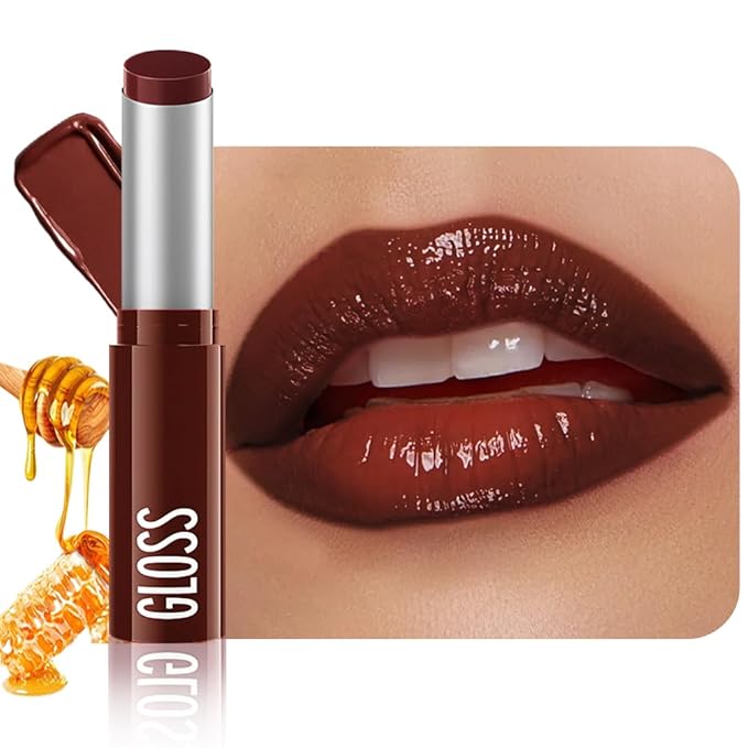 Dark Brown Honey Tinted Lip Stain Lip Balm Lip Gloss Lipstick, Sheer Hydrating Lip Stains Tint, Moisturizing Lip Color for All Skin Tones, Nourishing Lip Balm with a Hint of Natural Black Cherry