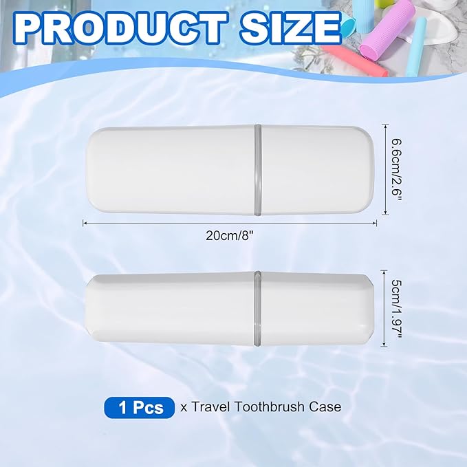 uxcell Travel Toothbrush Case, 7.9x2.6x2 Portable Travel Toothbrush Holder with Flat, Plastic Toothpaste Container for Bathroom, Gym, Business Trip, Camping, White