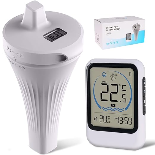 2025 New Digital Pool Thermometer Floating Easy Read, IPX8 Swimming Thermometer Wireless,Water Temperature with LCD Display, Outdoor Floating Thermometers for Bath Pool Hot Tubs Fish Tank with 2m Rope
