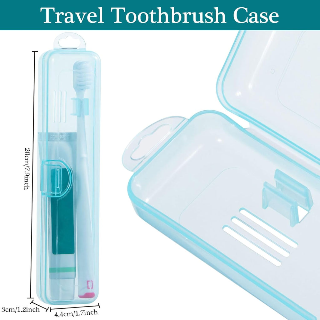 Toothbrush Case Holder 2 Pack, Clear Blue Toothbrush Travel Case Travel SizePlastic Toothbrush Holder Toothpaste Storage Container Portable for Traveling, 7.87 x 1.85 x 1.18”