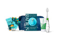 RADIUS Clean Getaway Deluxe Oral Care Gift Set (Tour Toothbrush With Replacement Head, Organic Matcha Mint Toothpaste, 0.8oz, Biodegradable Silk Travel Floss, Blue Travel Bag), 1 Count