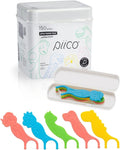 Piico No Flavor Kids Floss - No Fluoride Dual Line Dental Floss Picks - Fun Oral Care in Colorful Floss Sticks Design - Kids Flossers Prevent Tooth Decay & Gum Disease - 150 Homebox Dino & Travel Case