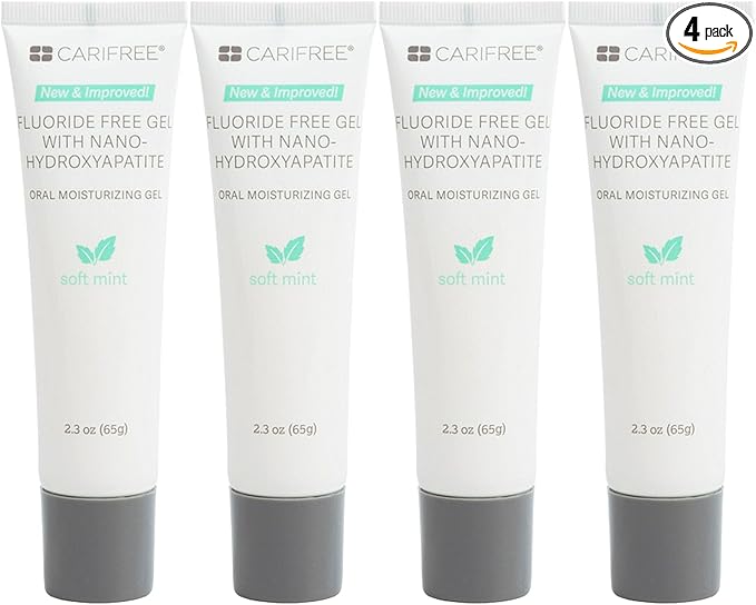 CariFree Fluoride Free Gel Soft Mint Flavor, Neutralizes pH, Freshens Breath and Moistens Mouth, Dentist Recommended for Oral Care, Toothpaste Replacement 2.3 Ounce (Pack of 4)