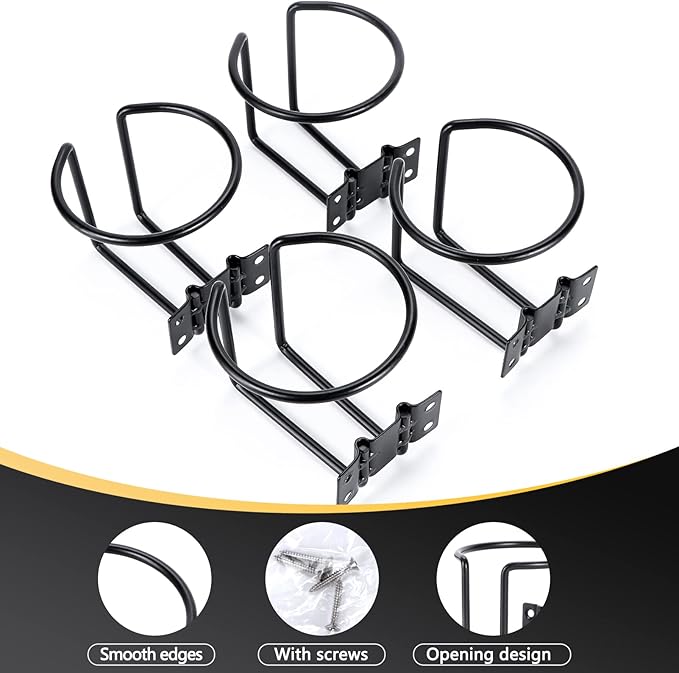 Marinebaby 4 pcs Boat Cup Holder,Stainless Steel Universal Drink Holders,Suitable for Boat,Truck,RV,Tractor,Outdoor Wooden Swing. (Black)