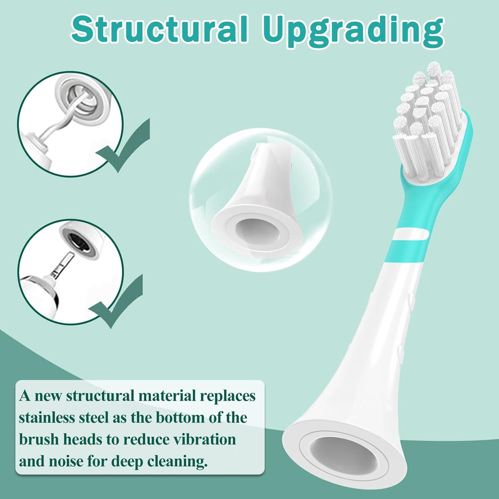 Kids Toothbrush Heads Compatible with Electric Philips Sonicare Handle 6032/94 6321 6340 6042 6320 6330, Replacement Heads Compact for Child 3-7 Years Old, Mini Brush Heads with Caps, 8 Pack Green