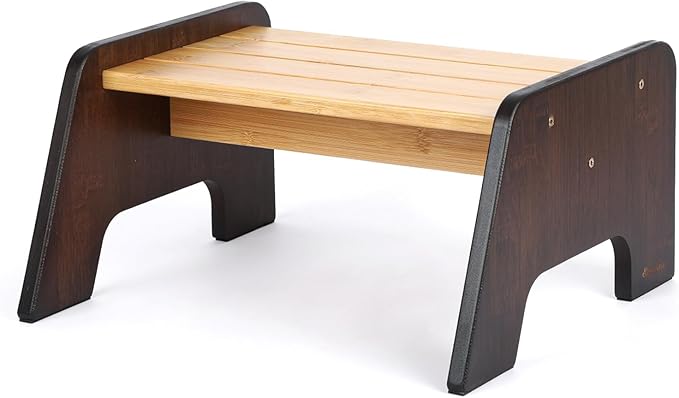 StrongTek Kids Step Stool, Anti-Tip Bamboo Footstool with Wide Non-Slip Platform, 15.5" L × 13.7" W × 7.8" H, Durable & Easy to Assemble, Ideal for Potty Training, Handwashing, Bedroom & Playroom