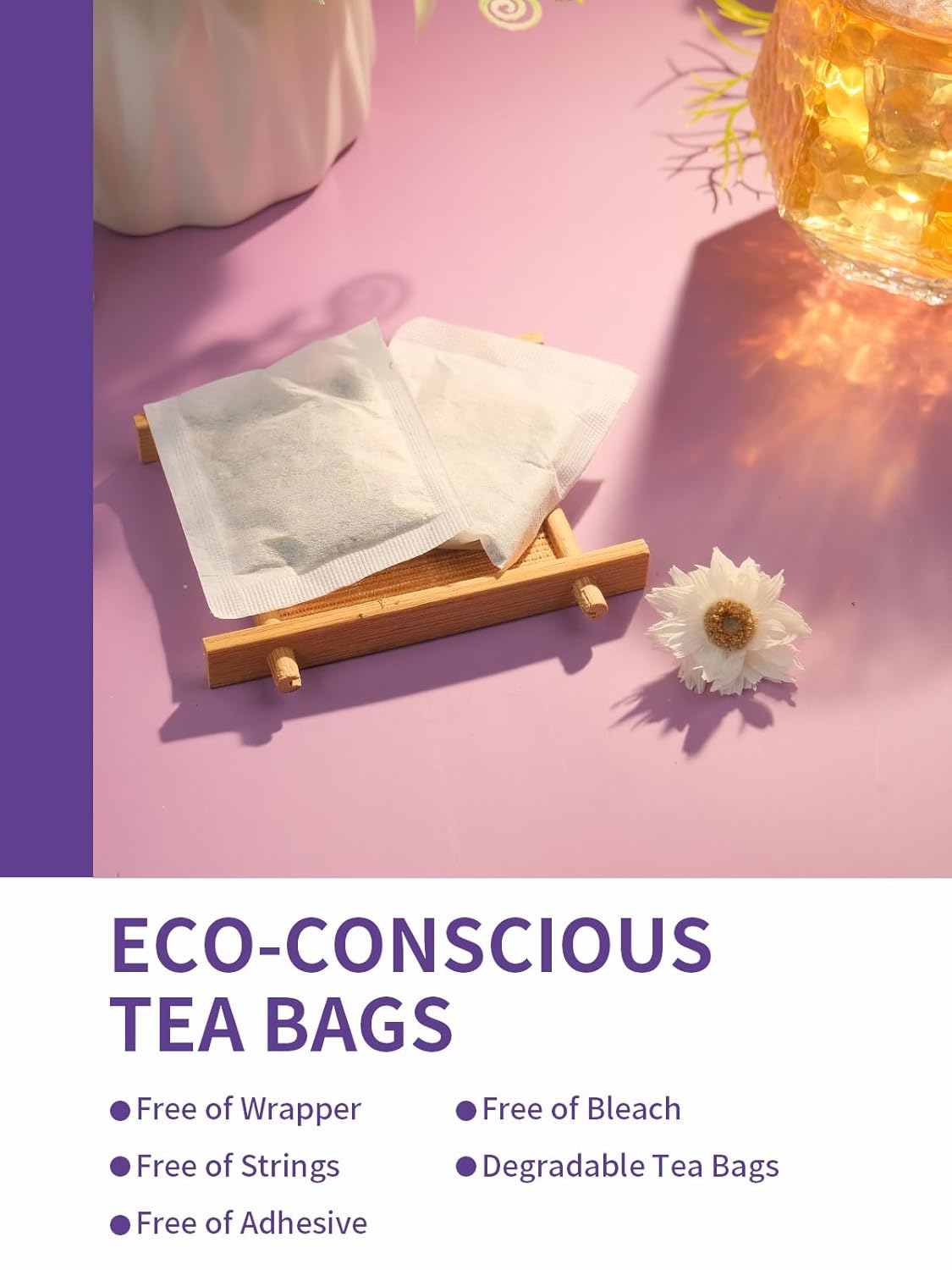 TeeLux Chamomile Passionflower Tea, Caffeine Free Tea with Lemon Balm, Spearmint, Valerian Root, Lavender, Soothing & Smooth Taste, 50 Count