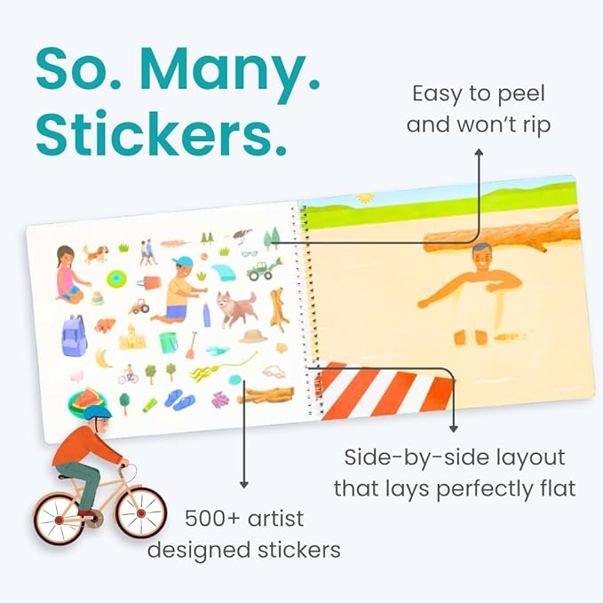 Sticker Book for Kids 2-4, 500+ Kids Stickers, Spending Time with Grandpa by Cupkin, 12 Coloring Pages, 12 Scenes, Fun Toddler Travel Activity Coloring and Sticker Books for Children Ages 4-8 + 8-10