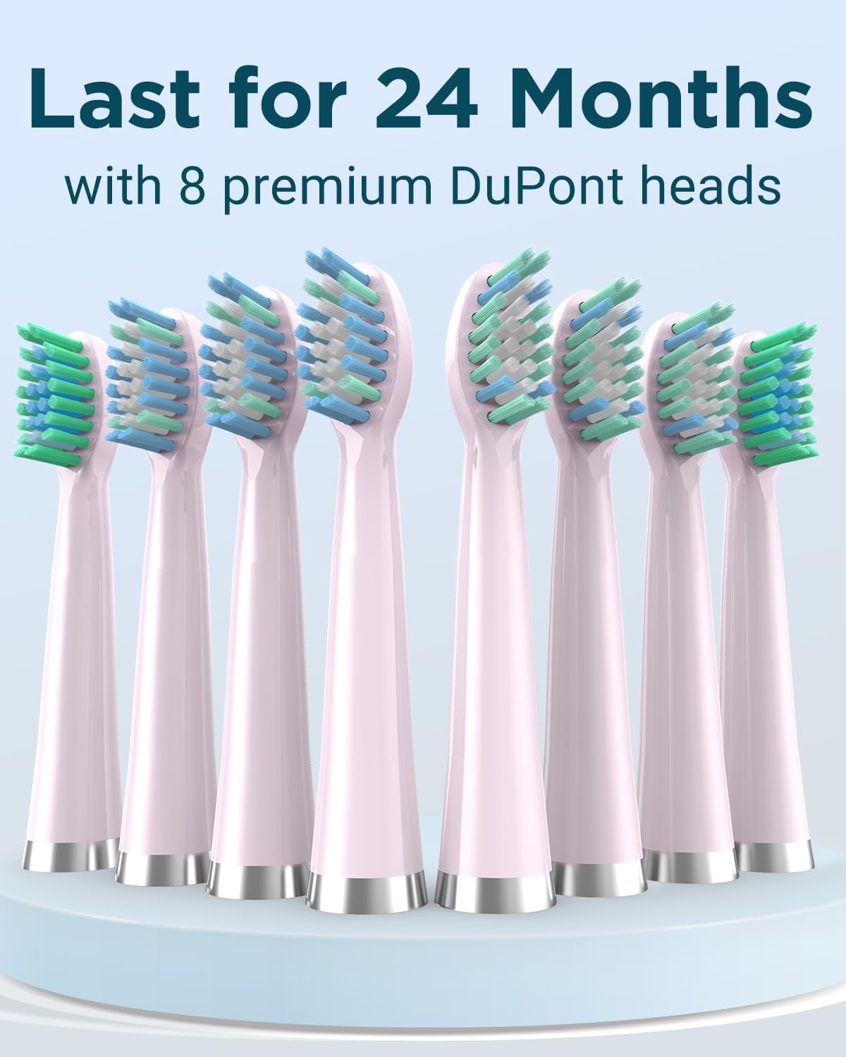 Rtauys M5 Sonic Electric Toothbrush for Adults and Kids - Rechargeable Electric Toothbrush Kids Ages 12+ and Adults with 8 Brush Heads & Travel Case, 120 Days Battery Life - Sakura Pink