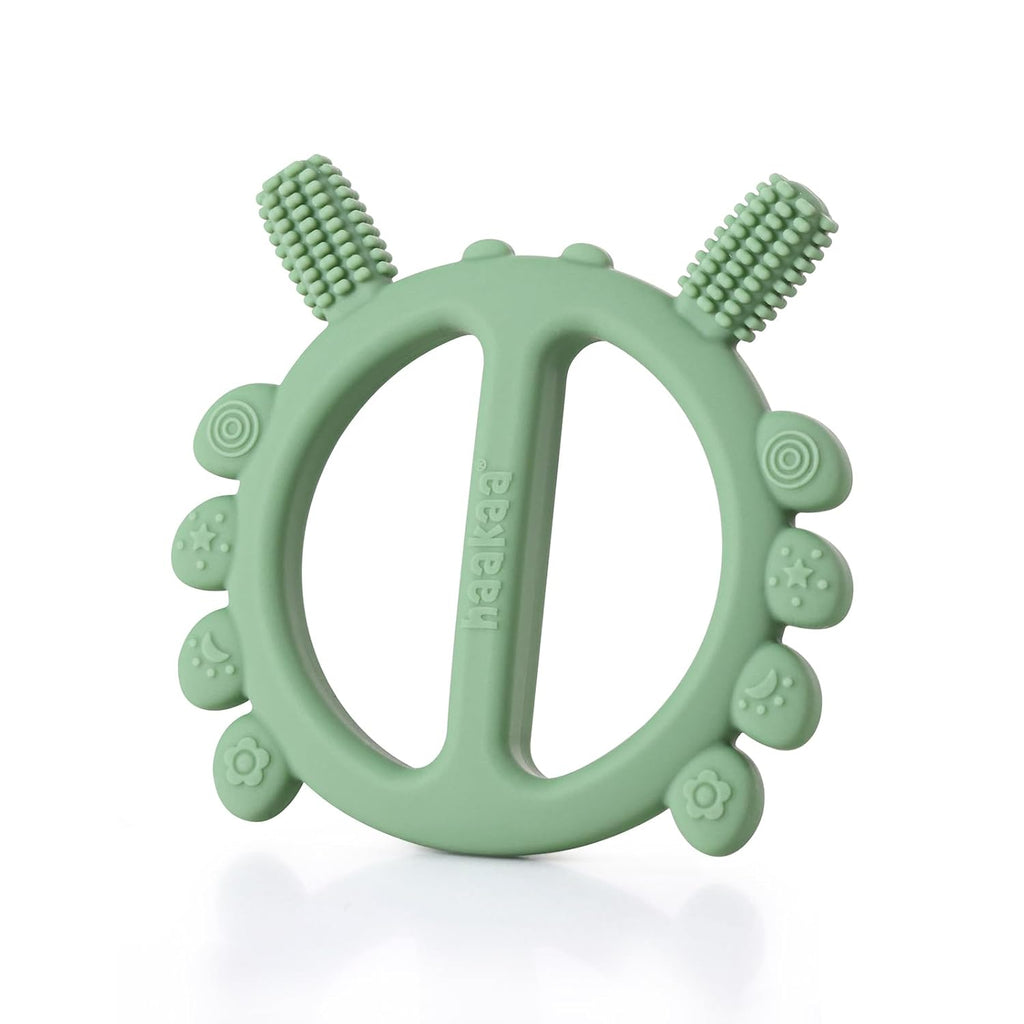Haakaa Silicone Crab Baby Teether,Teething Toys,360° Baby Toothbrush Head for Infant Self-Brushing Training,Food-Grade Silicone,Pea Green