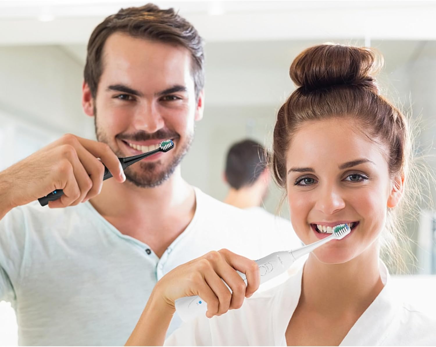 Replacement Toothbrush Heads for AquaSonic Duo Series and Home Dental Center Electric Toothbruh, NOT Compatible with Duo Series Pro, 5 White + 5 Black