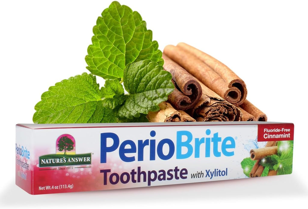 Nature's Answer Periobrite Cinnamint Toothpaste | Soothes & Refreshes | Alcohol-Free, Gluten-Free, Fluoride-Free Soy-Free & Vegetarian | No Artificial Sweeteners or Preservatives 4oz (2 Pack)