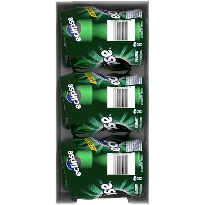 ECLIPSE Chewing Gum Sugar-Free - Spearmint Sugarfree Gum, Zero Sugar Candy Bulk Pack Box, 60 Count (Pack of 6)