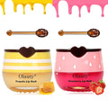 Bee Lip Balm Honey Pot, 2 PCS Strawberry & Honey Masks, Hydrating Prevention for Dry and Cracked Lips, Scrubs Exfoliator, Sleep Mask Reduces Lines, Exfoliating BeeLip Balm Sleeping Mask
