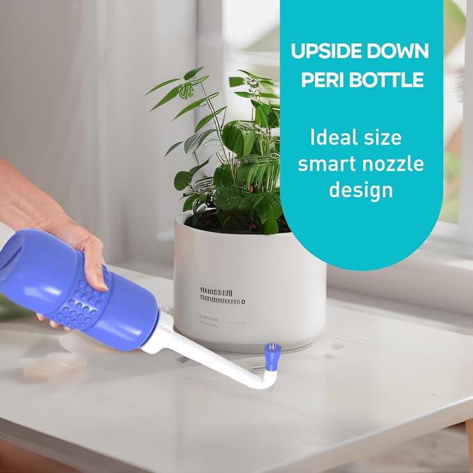 Upside Down Peri Bottle for Postpartum Care, Portable Bidet Bottle with Travel Bag, Handheld Perineal Sprayer,Reusable Douche Bottle for Women,Men,Baby,Personal Hygiene 450ml-2Pack(Green Pink)