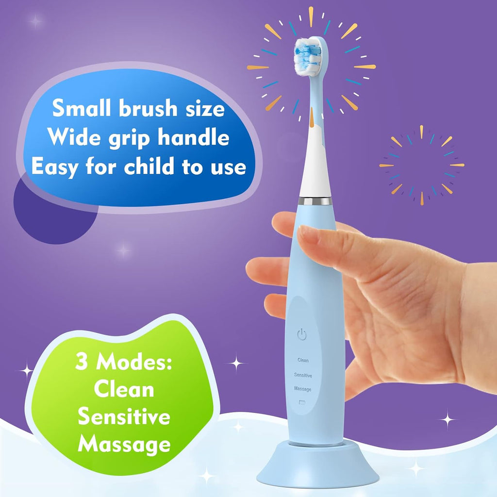 Kids Electric Toothbrushes 2 Pack Smart Sonic Toothbrush for Boys and Girls 3 4 5 6 7 8 9 10 11 12 (Purple+Mint, 2 Pack)