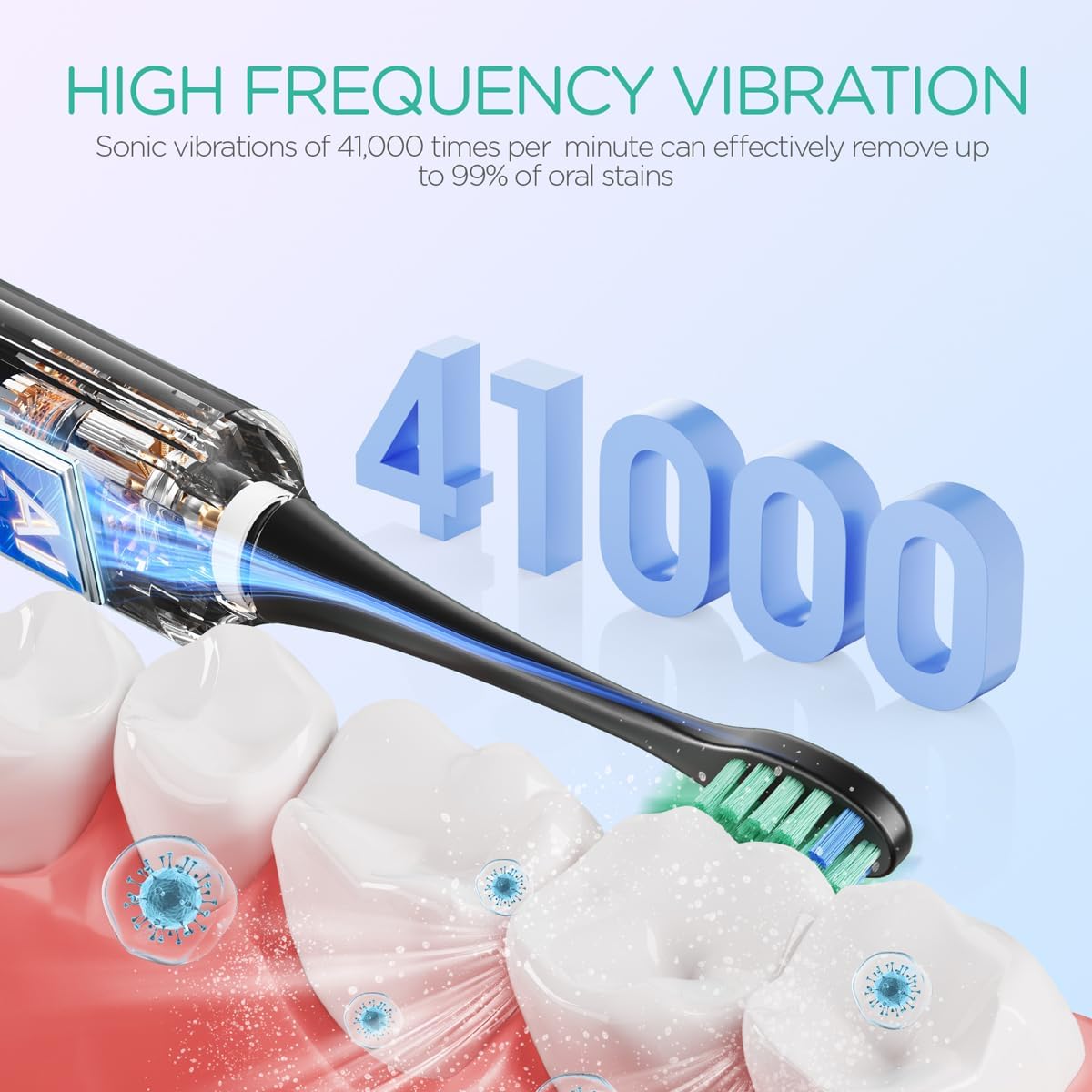 VOYOR-Health Travel Electric Toothbrush, Rechargeable Toothbrushes for Adults, Portable Sonic Toothbrush with 5 Modes, Three-Section Detachable Design with Travel Case ET410 (Black)