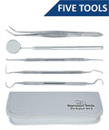 Professional Dental Hygiene Kit | Dentists Tools for Calculus & Plaque Removal | Stainless Steel Tarter Scraper, Probe, Scaler, Tweezers, Mouth Mirror and Free Protective Case for Humans and Pets