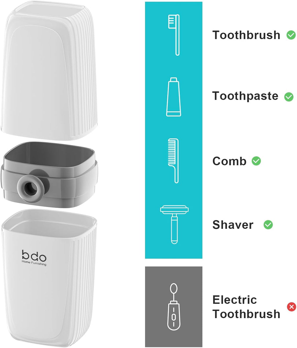 VITVITI Toothbrush Travel Case, Portable Leakproof Travel Soap Container Dish Tray, Portable 7.88 inch Toothpaste Toothbrush Holder with Cover for Trip/Bathroom/Camping, White A