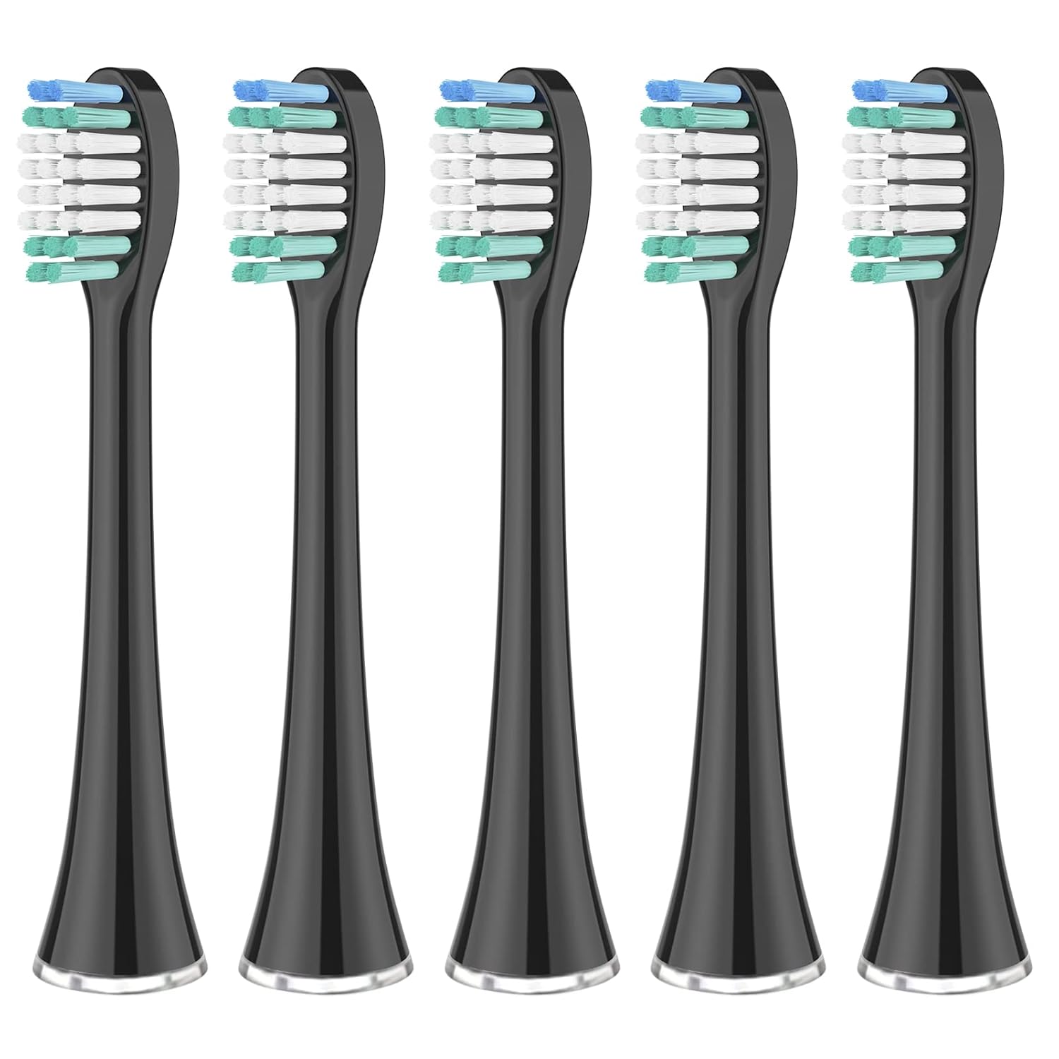 Replacement Toothbrush Heads 5 Pack Compatible with AquaSonic Black Series, Vibe Series, Black Series pro, and Duo Series Pro Electric Toothbrush, Black