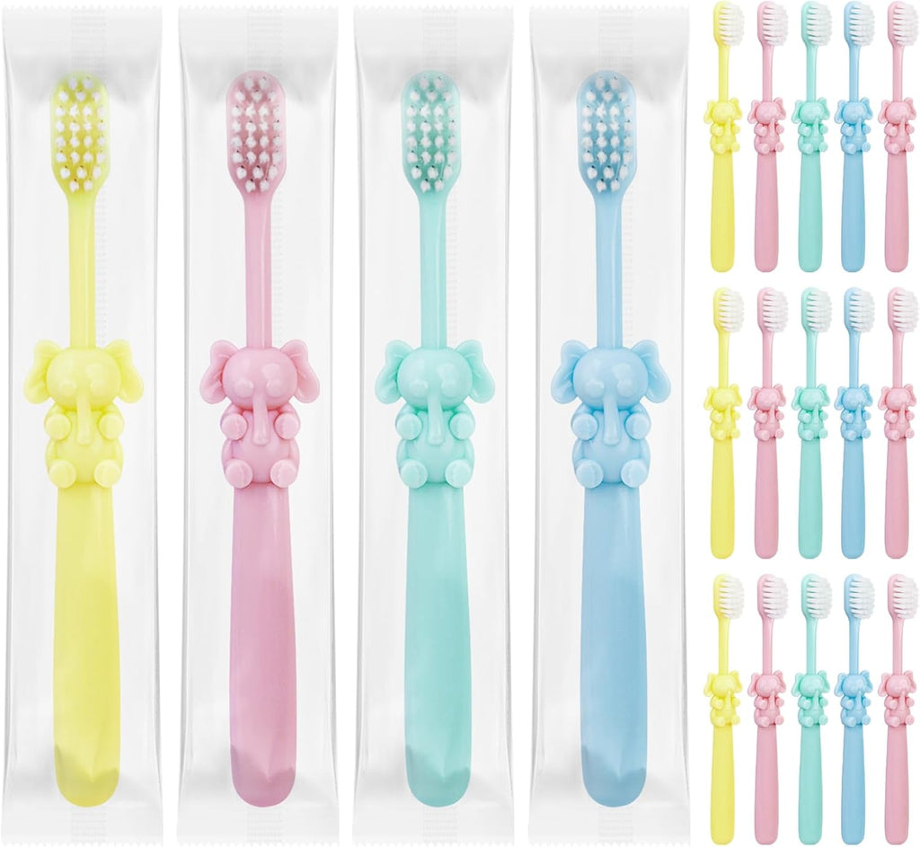 20 pcs Disposable Kids Toothbrushes Bulk Individually Wrapped,Kids Toothbrush for Age 2+ Toddler Children Toothbrush Set Soft Bristles Boys Girls Toothbrush