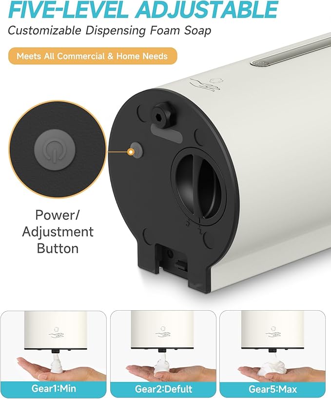 AIKE Wall Mount Automatic Foam Soap Dispenser 25 OZ Commercial Large Capacity Stainless Steel Model AK1205FA(Matte White)