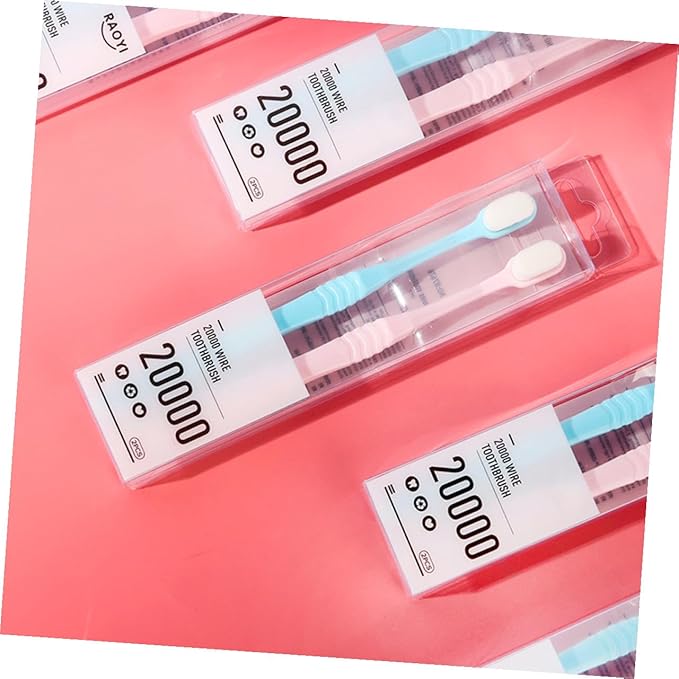 2pcs Nano Bristles Toothbrush with Ultra Soft Bristles for Sensitive Gums and Teeth Portable Manual Toothbrushes in Sky Blue and Pink for Adults