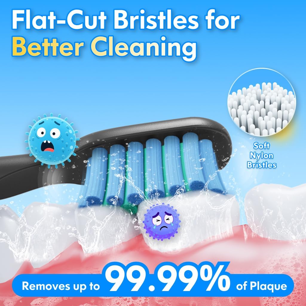 Kids Electric Toothbrush Rechargeable Age 3-5-6-12-18 Year Old, Sonic Toothbrush Kids with Timer 3 Modes 4 Vibrating Heads Habit Stickers Tooth Brush for Girls Boys and Childrens (Astronaut Black)