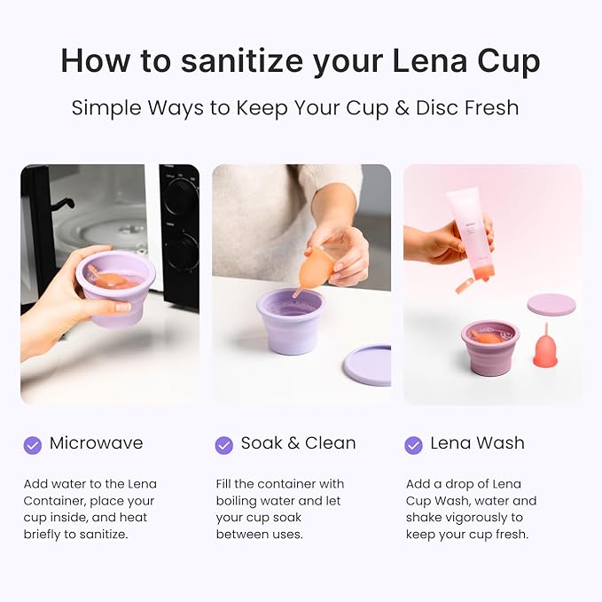 Lena Menstrual Cup Sterilizer Case, Compact, Collapsible Silicone Container for Cleaning Period Cup & Menstrual Disc, Travel, Home and Dorm, Menstrual Cup Cleaner, Feminine Care, Light Blue