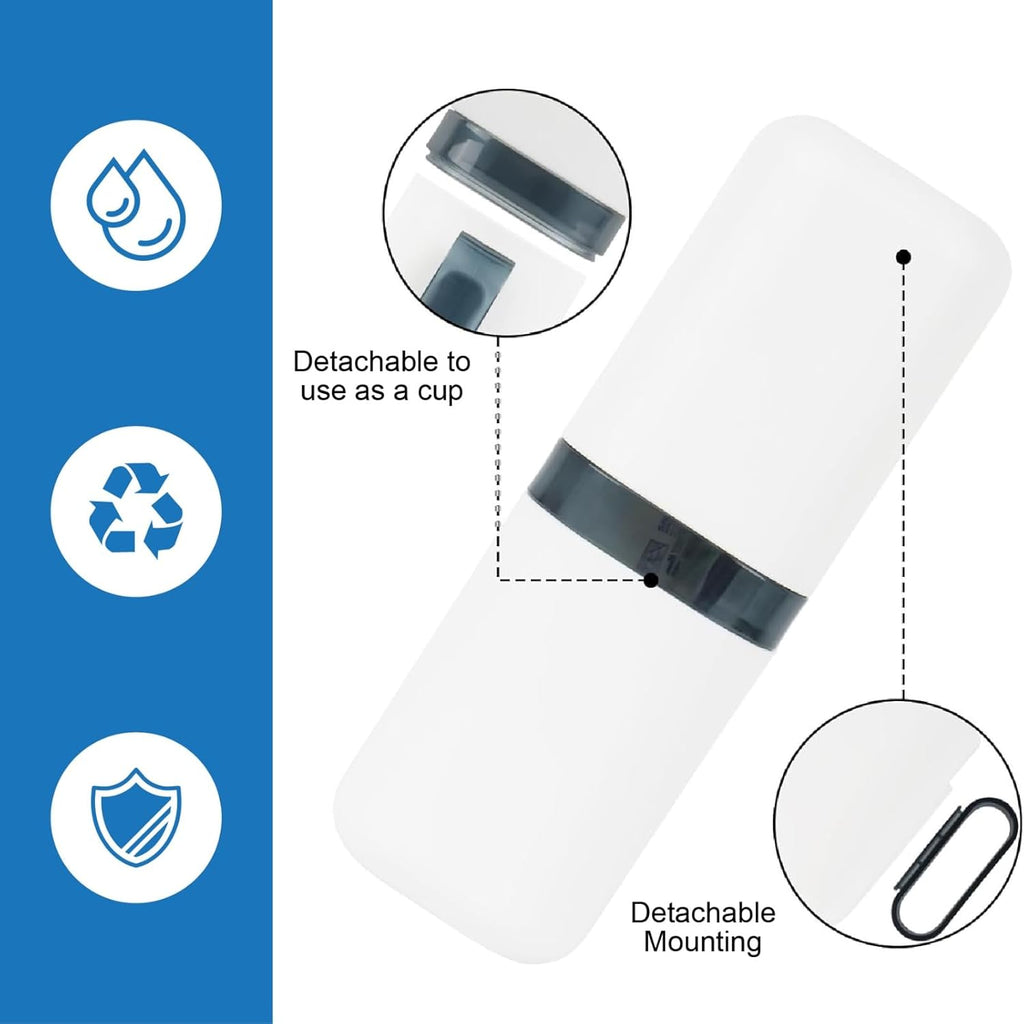 2-in-1 Compact Design Travel Toothbrush Case with Rinse Cup & Handle – Leak-Proof Toothbrush Holder for Travel, Camping, Gym, Outdoor – Portable & Hygienic Storage for Oral Care Essentials