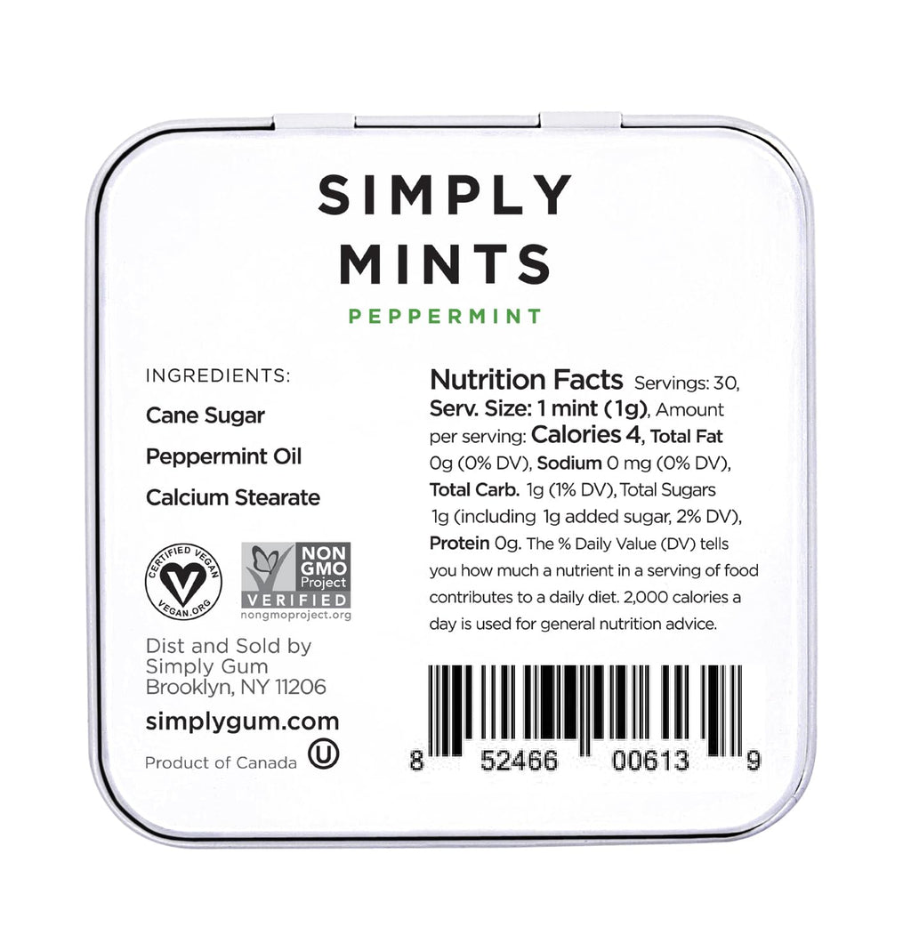 Simply Mints (Peppermint, 45 Count (1 Tin)) (Pack of 2)