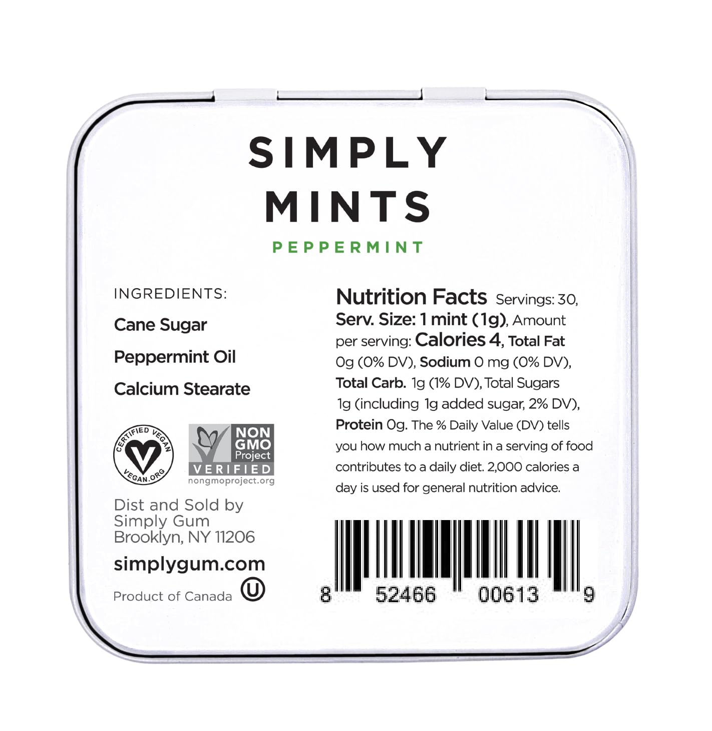 Simply Mints (Peppermint, 45 Count (1 Tin)) (Pack of 2)