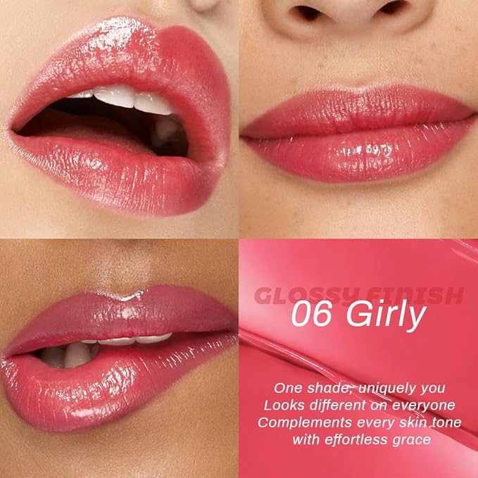 Girly Honey Lipstick Tinted Lip Balm - Shine Moisturizing Lipstick for Women, Natural Nourishing Hydrating Lip Gloss Stain for Dry Lips, Tint Sheer Lightweight Makeup, Vegan - 1Pc #06 Girly