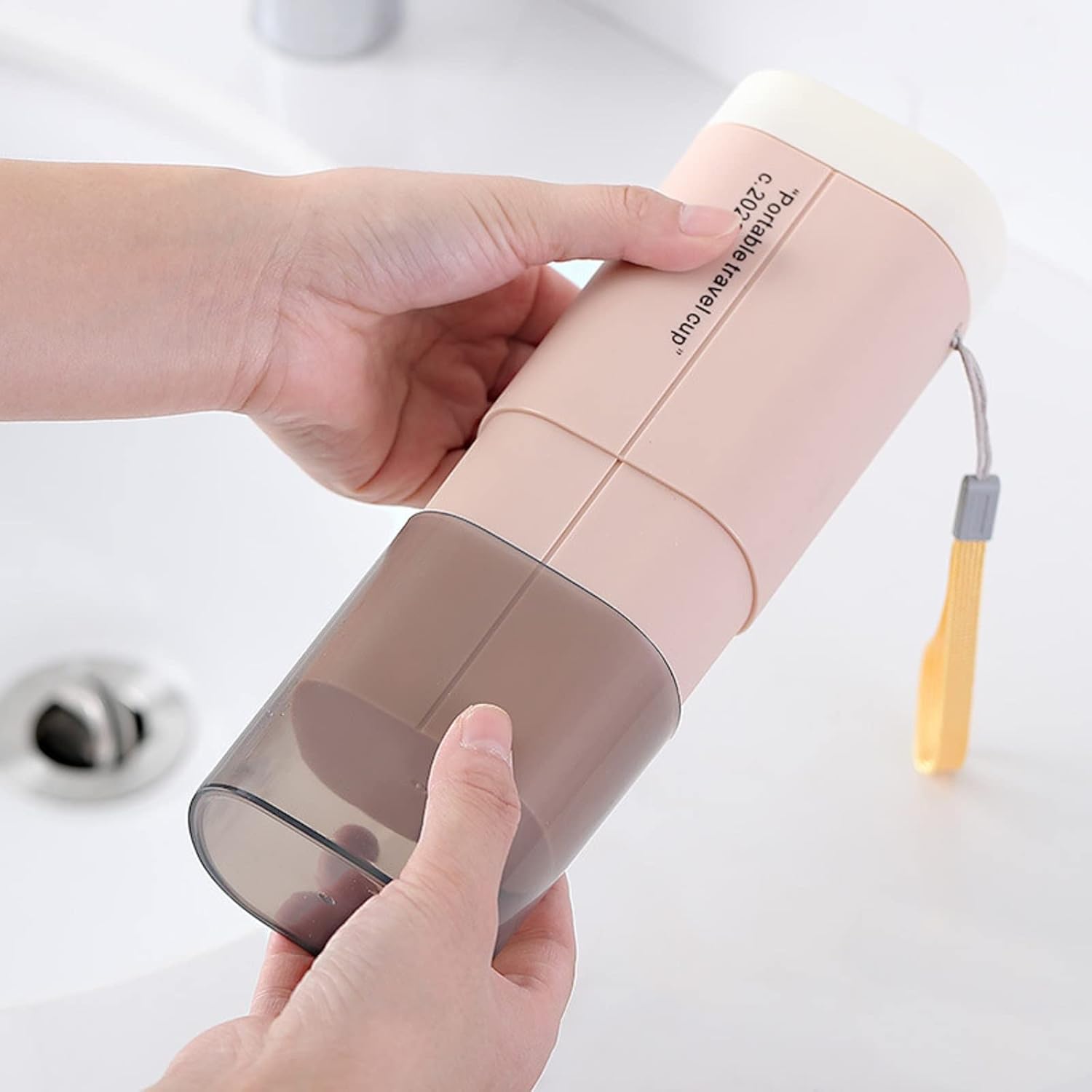 Portable Travel Toothbrush Holder, Toothpaste Set with Cup, Multifunction Toothbrush Case for Travel, Camping, School, Business and Daily Use (Pink)