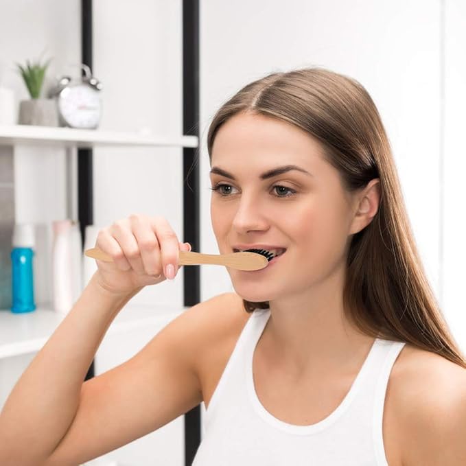 12 Pack Bamboo Toothbrushes, Biodegradable Bamboo Toothbrush, BPA Free Soft Bristles Toothbrushes, Eco-Friendly Compostable Natural Wooden Toothbrush, Organic Charcoal (Black + White)