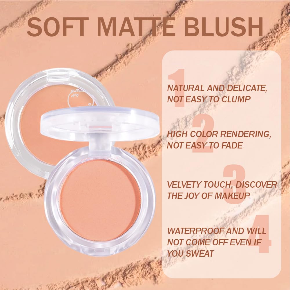 Matte Powder Blush for Cheeks – Long Lasting Natural Face Blusher Makeup, Lightweight Blendable Cheek Color for Women, Vegan & Cruelty-Free – #13 Nude