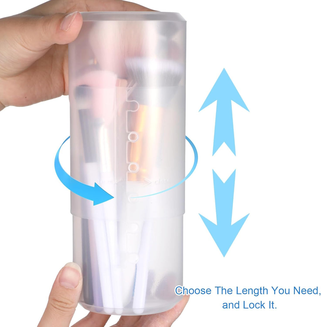 Retractable Makeup Brush Holders Plastic Clear Portable Cosmetic Organizer Travel Makeup Accessories Cups with Lid Dustproof Brushes Storage Case Brushes Organizer for Women Makeups Artist