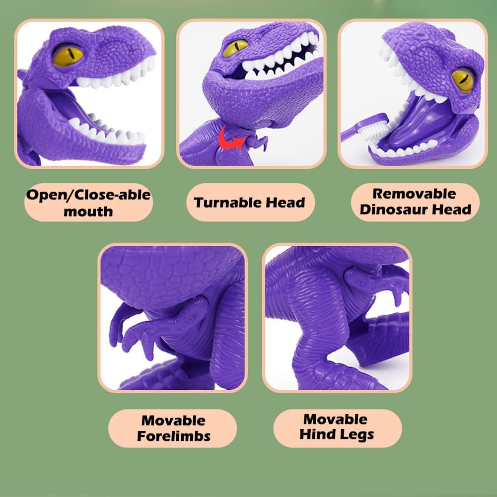 10PCS Plastic Dinosaur Simulation Dentist Play Set Animation Medical Kit Pretend Toy for Kids Hygienic Habbit Cultivation Role Play Game for Children 5 Models 4 Colors Simple OPP Bag Packaging (Red)