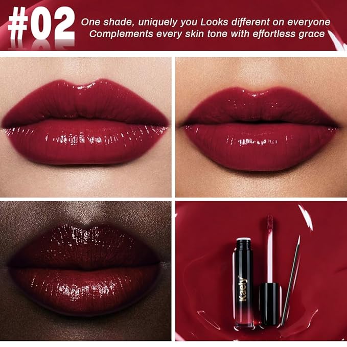 Kaely Longwear No-Budge Lipstick for Women, Highly Pigmented Liquid Lip Color Makeup, Non-Transfer Lip Gloss Stain Waterproof Smudge Proof 24 Hour, Instant Shine, Vegan & Cruelty-Free, 02 ROYA
