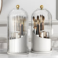 1PCS Makeup Brush Holder Organizer with Clear Lid 360 Rotating Sliding Opening Dustproof Brushes Container for Vanity