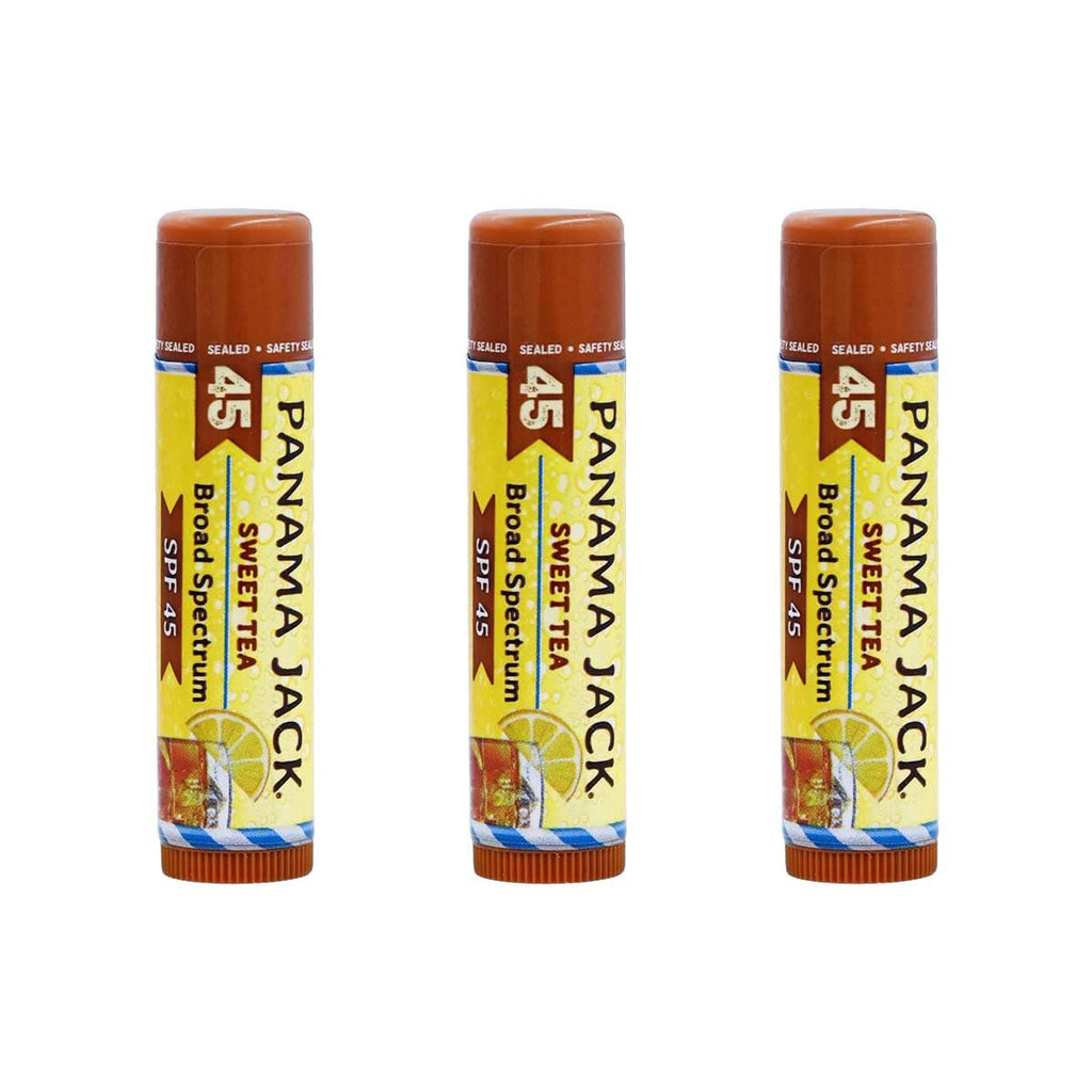 Panama Jack Sunscreen Lip Balm - SPF 45, Broad Spectrum UVA-UVB Sunscreen Protection, Prevents & Soothes Dry, Chapped Lips, Sweet Tea, 7-pack