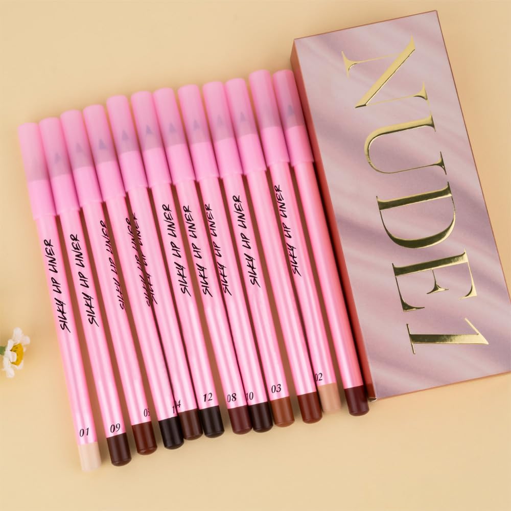 12Pcs Lip Liner Pencil Set - Matte Lip Combo for Women, Waterproof & Smudgeproof, Precise Lip Shaping & Sculpting, Includes Sharpener, Assorted Colors Set B