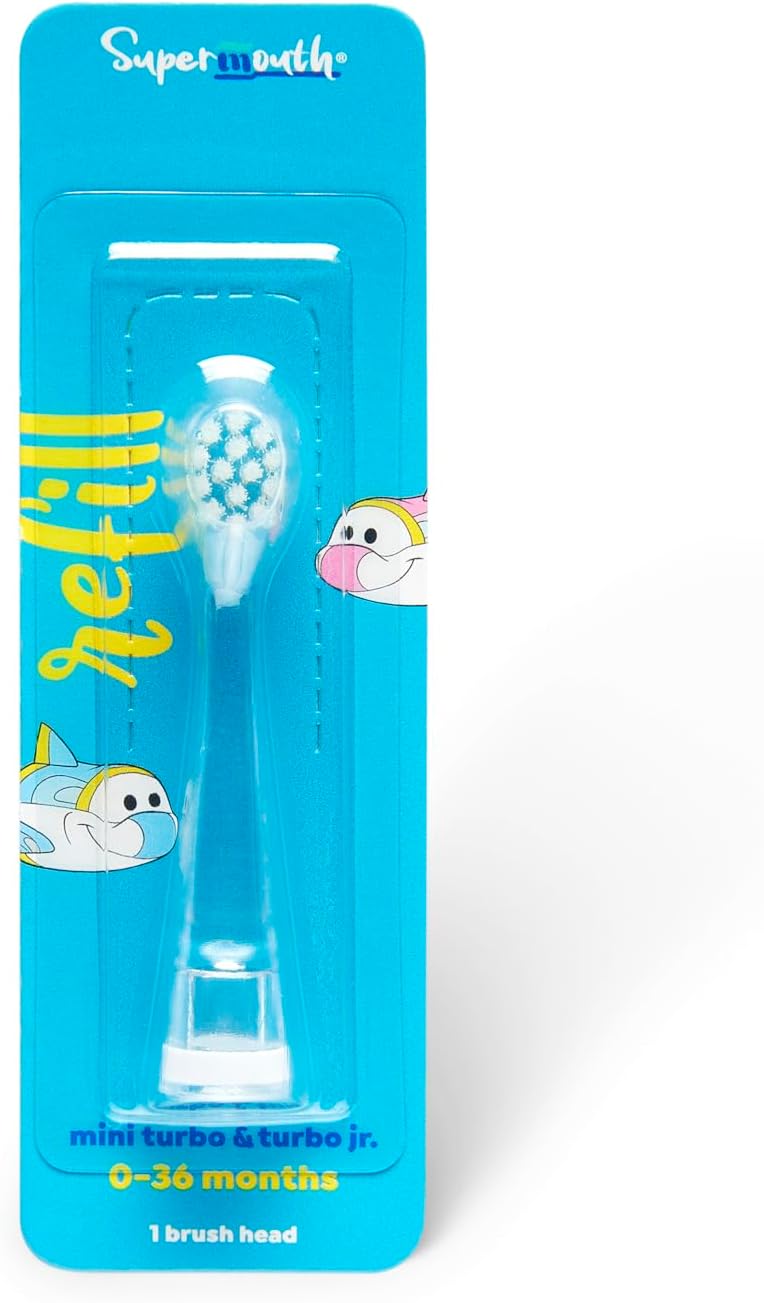 SuperMouth® Turbo Twins Replacement Brush Heads – Ultra Soft Bristles for Ages 0–36 Months – Soothes Teething & Cleans Teeth – Fits SuperMouth Sonic Toothbrush - for Babies and Toddlers