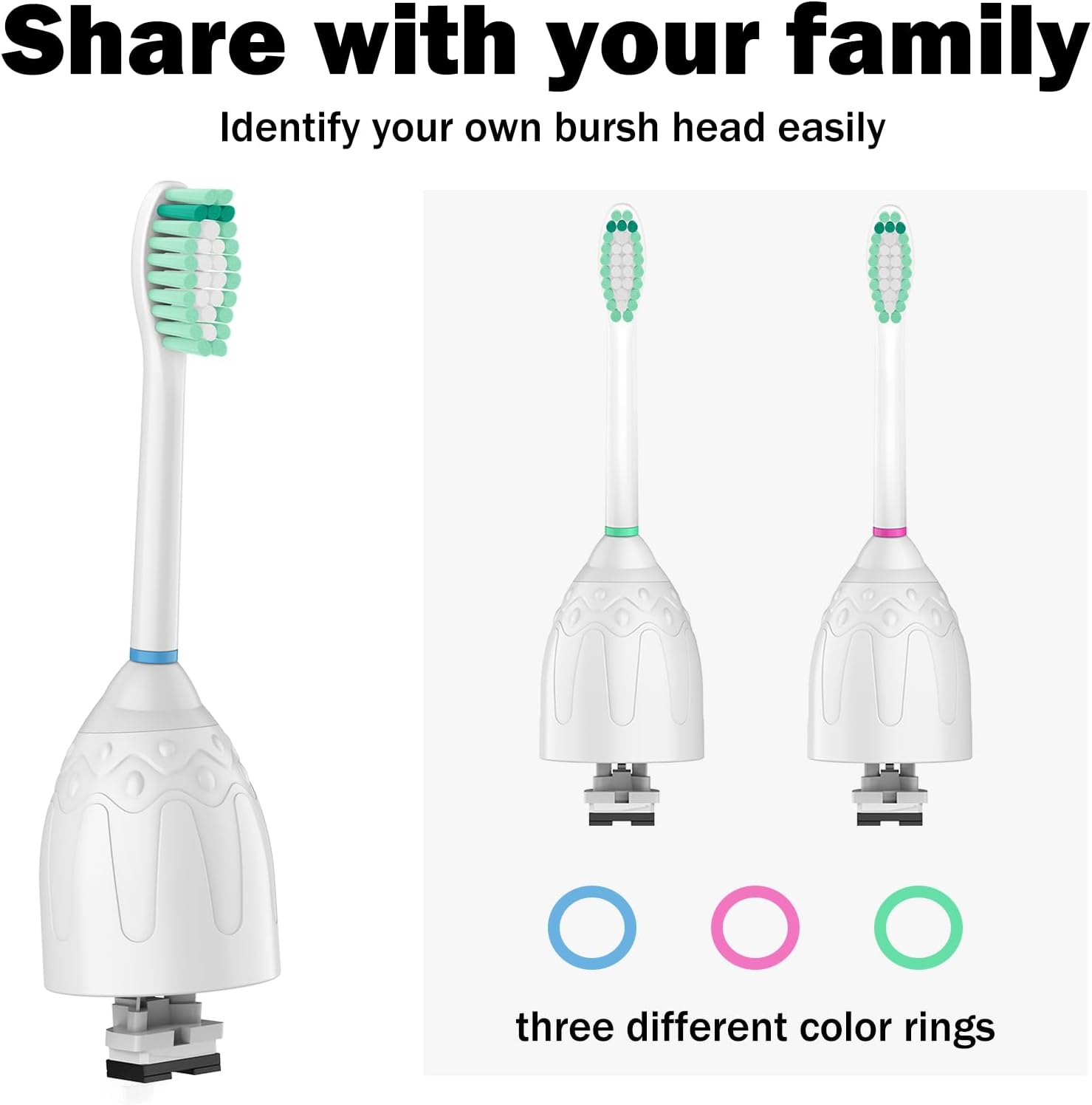 Toothbrush Heads for Philips Sonicare Replacement Brush Heads Medium Soft Dupont Bristles Electric Toothbrush Replacement Heads Fit E-Series Essence Xtreme Elite Advance and CleanCare, 3 Pack, White