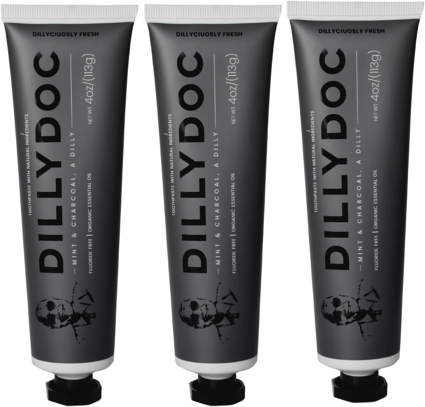 Fluoride-Free Mint Toothpaste for Fresh Breath, Gentle on Teeth, Natural Ingredients, Eco-Friendly Bioplastic Tube, Sustainable Oral Care for Adults and Kids (3 Pack, Mint & Charcoal)