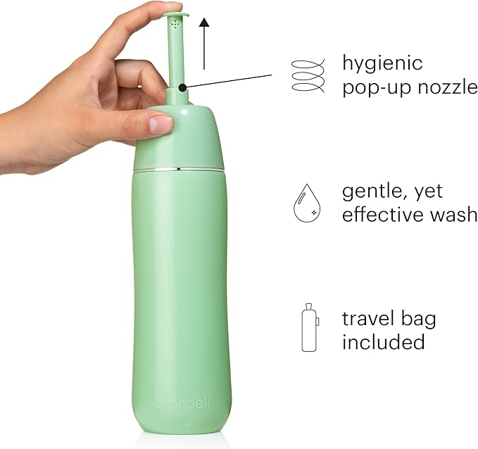 Brondell GoSpa Advanced Portable Bidet for Travel–Pop-Up Nozzle System –High-QualityCompact Bidet with Discreet Travel Bag for Convenient Storage–500mL, Green